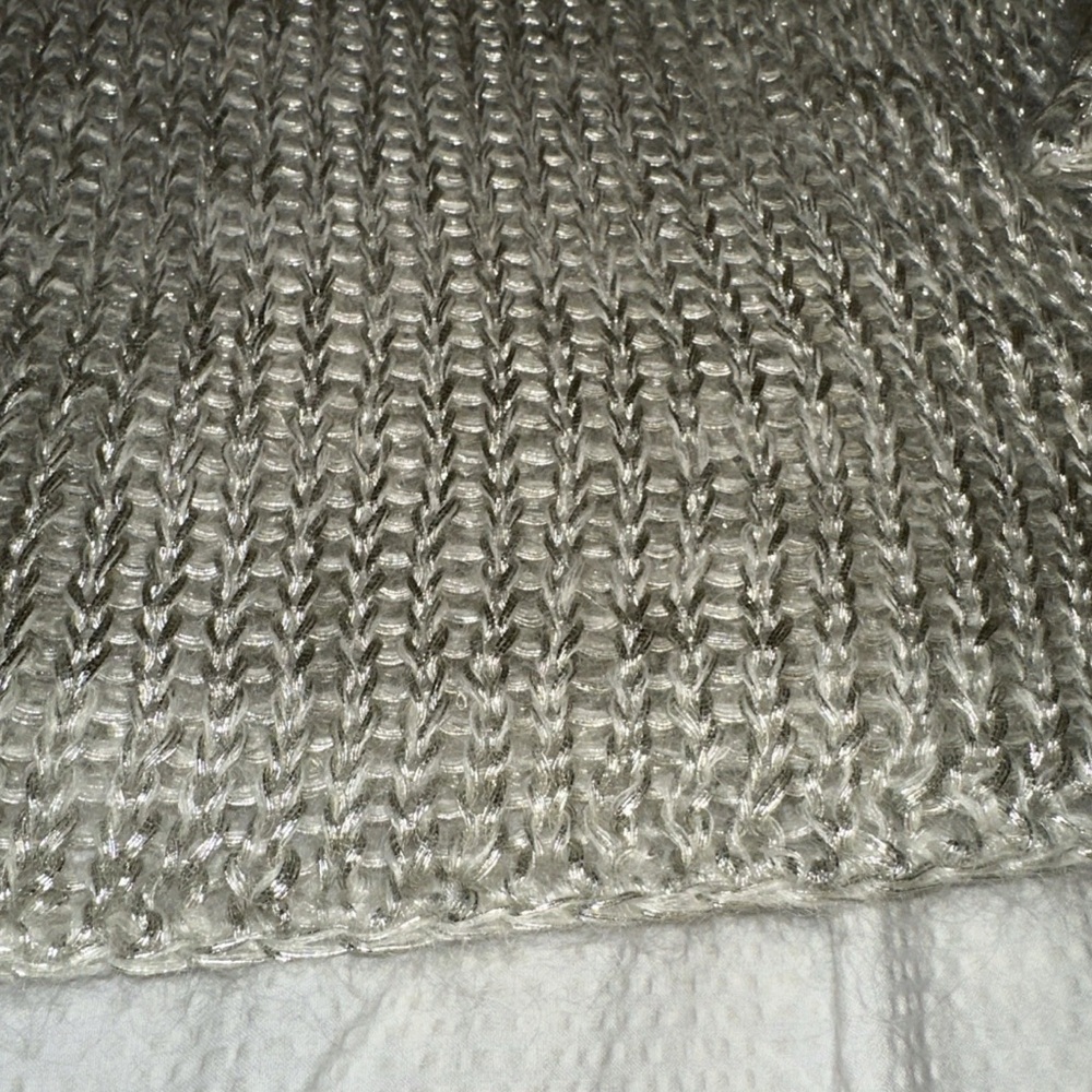 Vince Mohair & Silver Metallic Boat Neck Elegant Loose Open Knit Sweater S - Picture 2 of 6